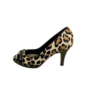 Cole Haan Nike Air Leopard Print Calf Hair Peep-Toe Heels Size 8B